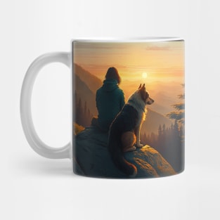 Mountain Hiking Sunset, Adventure Travel with My Dog Mug